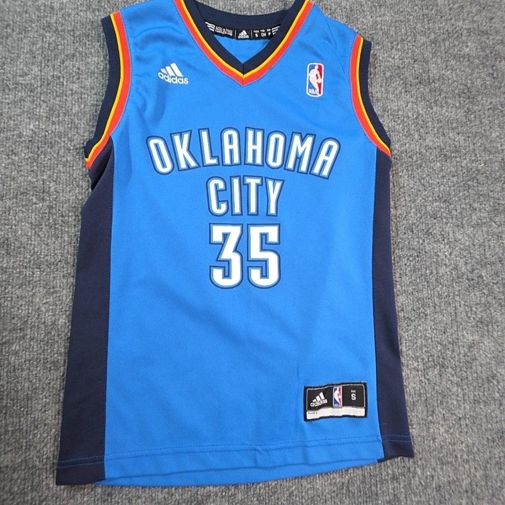 Oklahoma City Thunder Jersey Boys Small Blue NBA Basketball Kevin Durant Adidas
